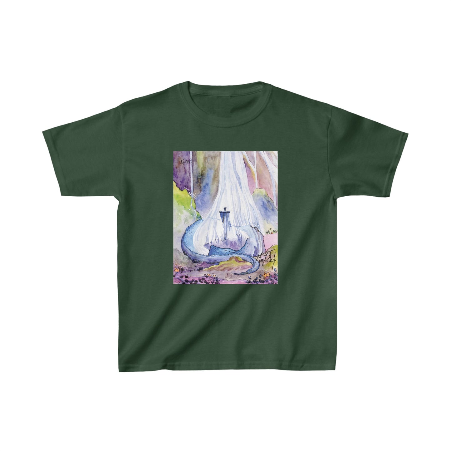 Truly PNW Dragon Guarding Sword Kids Heavy Cotton™ Tee