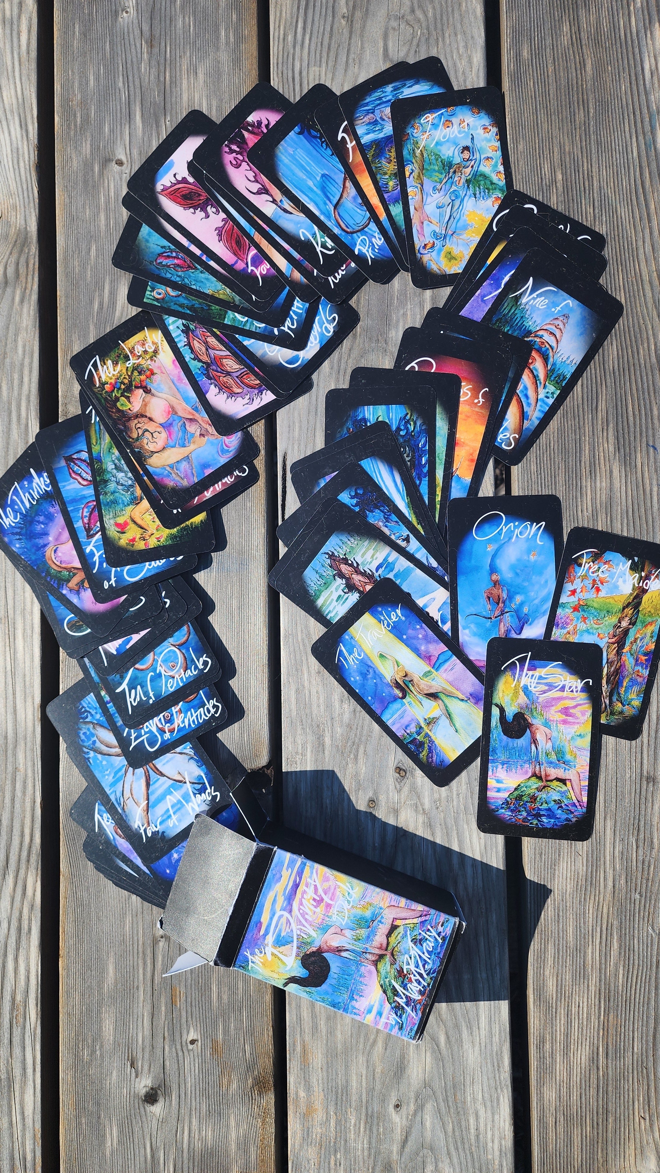 The Truly Divinity Tarot Deck. This 78 card deck is designed by Mary B. Truly to help you connect with the divine feminine and divine masculine energies within and around your life. With faith and intention, this deck can be a powerful tool for self-discovery and spiritual growth, enabling you to gain a deeper understanding of yourself, God, and the world around you. It is for anyone seeking liberation through self-love and care.
&nbsp;