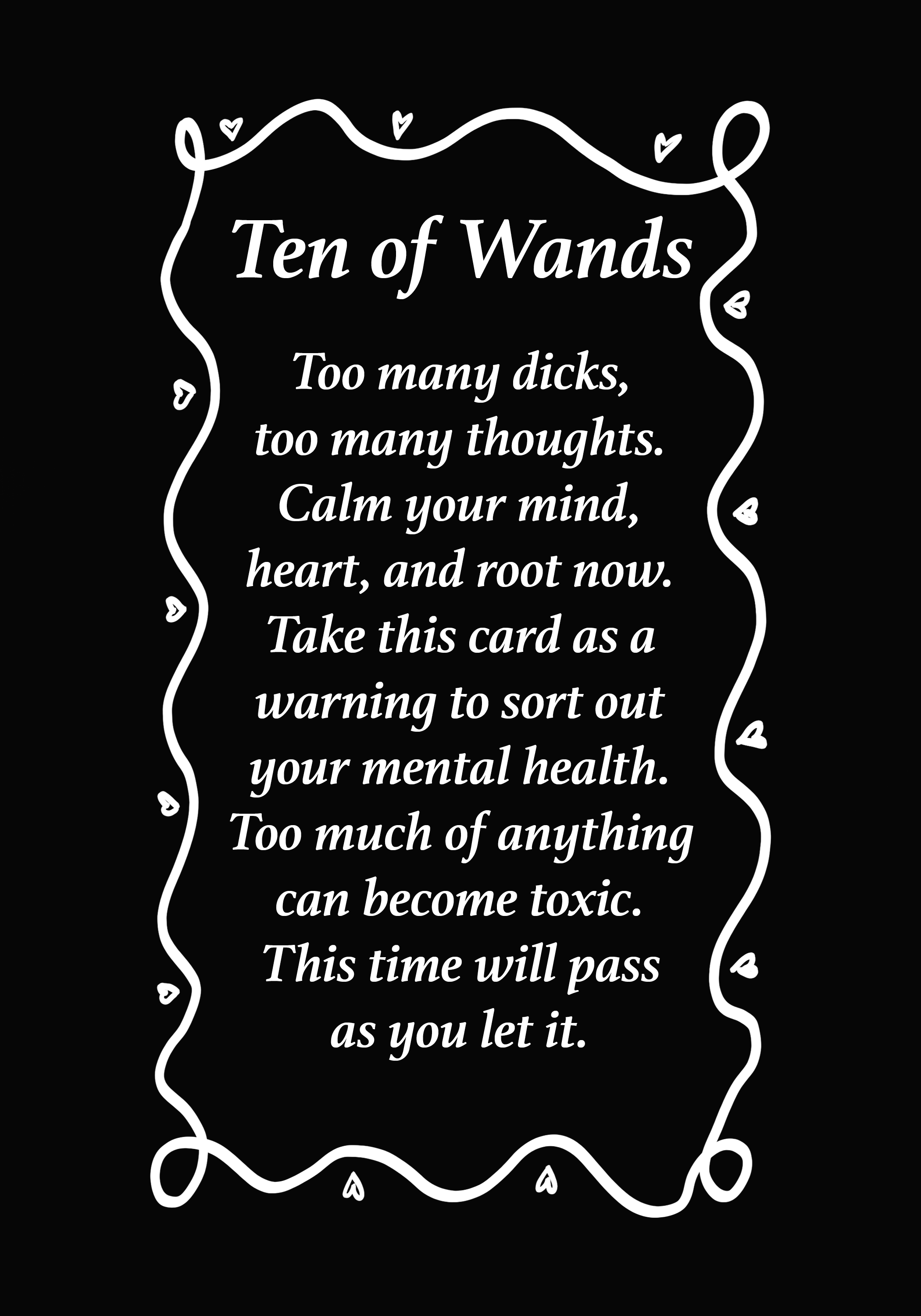 Ten of Wands from the Mary B. Truly Divinity Deck Booklet