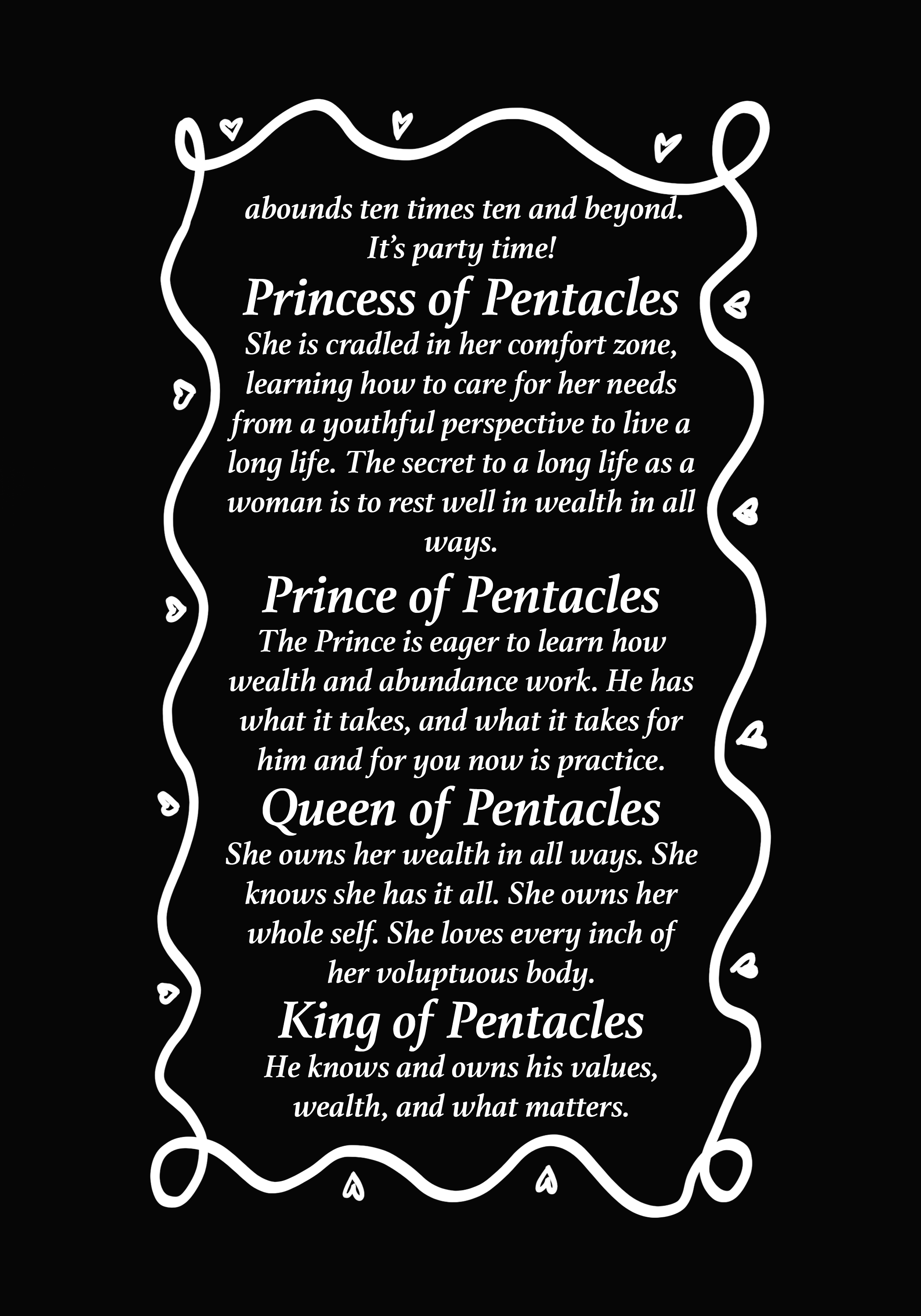Princess of Pentacles Page from the Mary B. Truly Divinity Tarot Deck Booklet